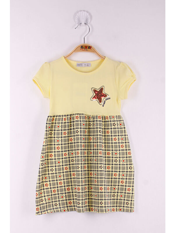 Toontoykids Kız Çocuk Pullu Yıldız Nakışlı Elbise
