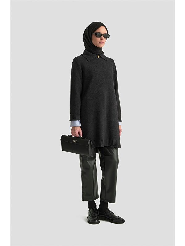 ARMİNE Polo Yaka Triko Tunik 25Kd7003 Antrasit