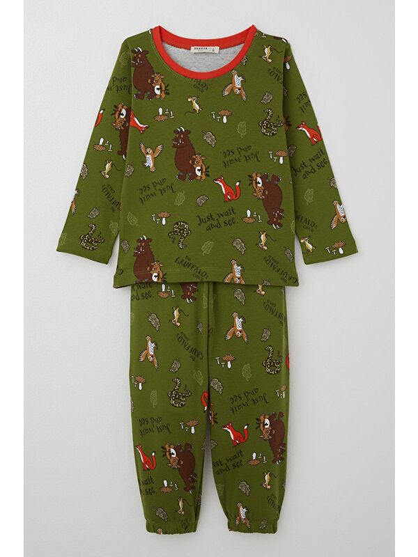 Breeze Erkek Bebek Pijama Takımı The Gruffalo Desenli Haki Yeşil (9 Ay-3 Yaş)