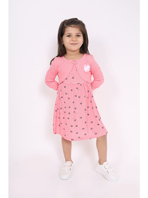 Toontoykids Kız Çocuk Göğsü Çiçek Detaylı Elbise