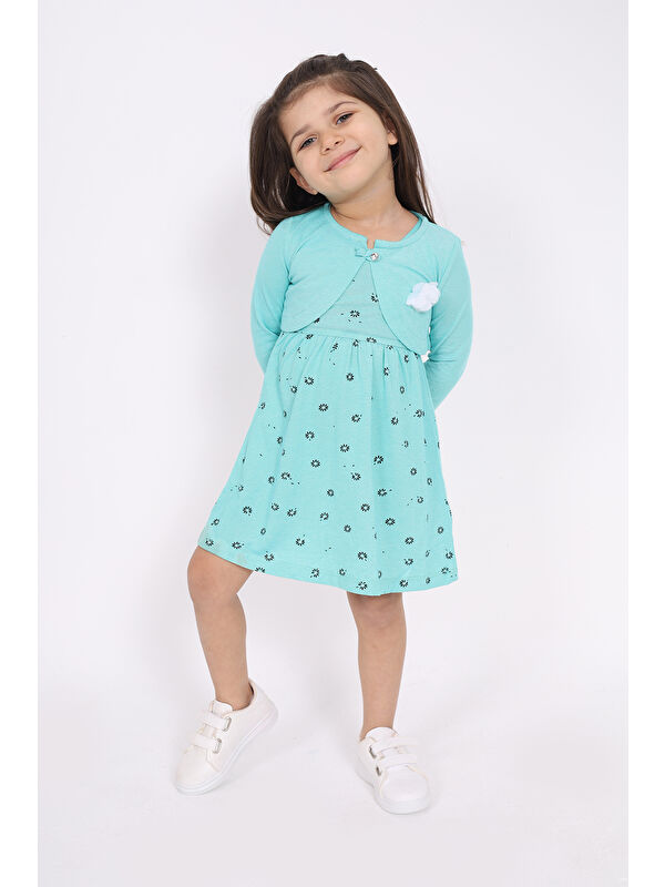 Toontoykids Kız Çocuk Göğsü Çiçek Detaylı Elbise
