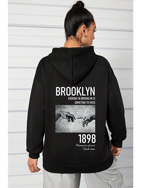 uyguntarz Unisex Oversize 1898 Brooklyn Baskılı Sweatshirt
