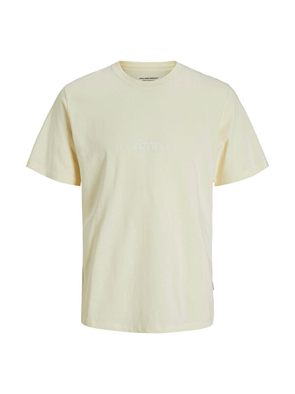 Jack & Jones Varenna Branding Crew Neck Erkek Sarı Yuvarlak Yaka Spor Tişört