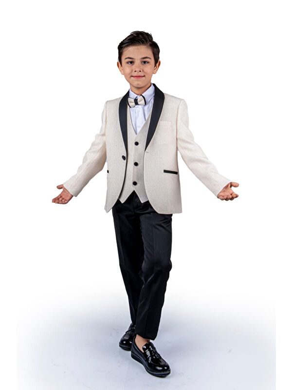 Mnk Baby & Kids Simli Ceketli Yelekli Erkek Çocuk Damatlık Takım MNK0501