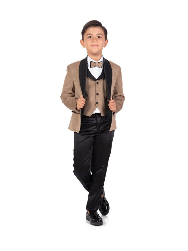 Mnk Baby & Kids Kadife Ceketli Yelekli Erkek Çocuk Takım Elbise MNK0550