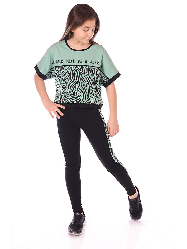 Toontoykids Kız Çocuk Zebra Desenli Taytlı Takım
