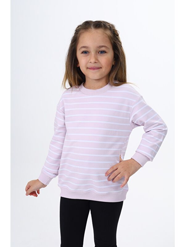 Toontoykids Kız Çocuk Çizgili Sweatshirt