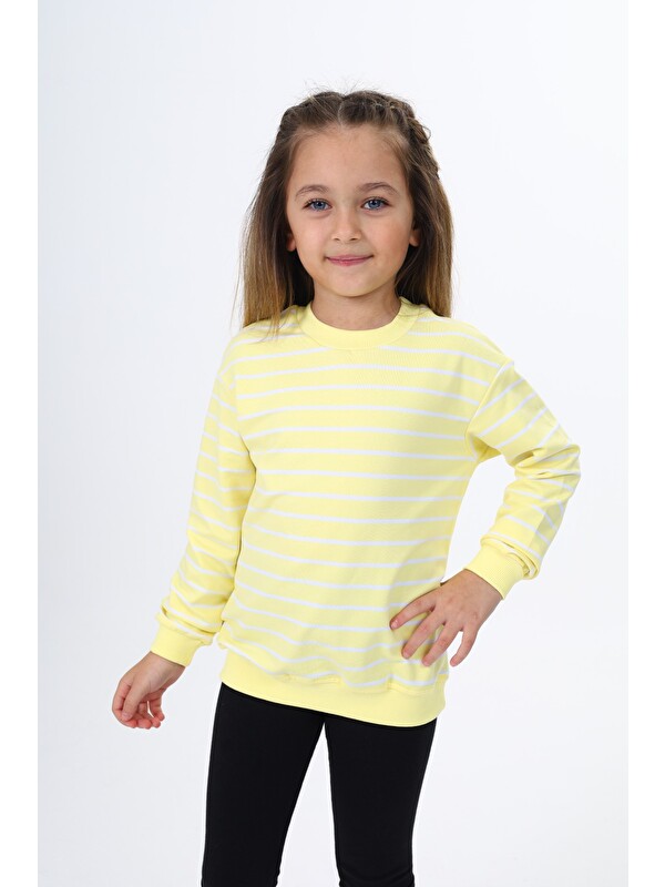 Toontoykids Kız Çocuk Çizgili Sweatshirt