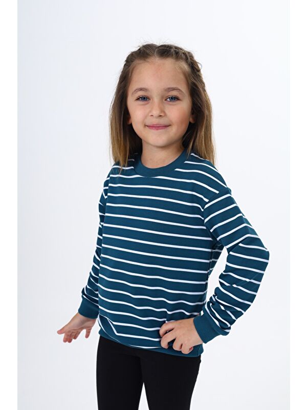 Toontoykids Kız Çocuk Çizgili Sweatshirt