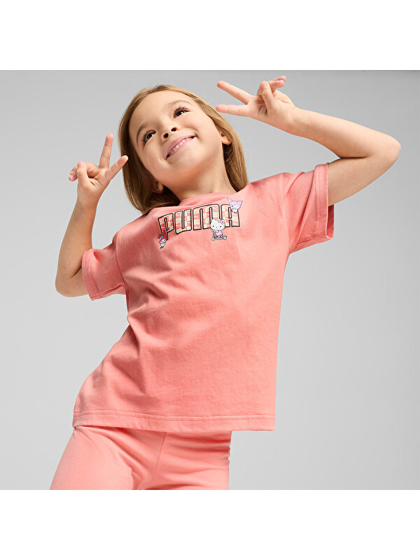 Puma X Hk&Fr Graphic Kız Çocuk Pembe Yuvarlak Yaka Tişört