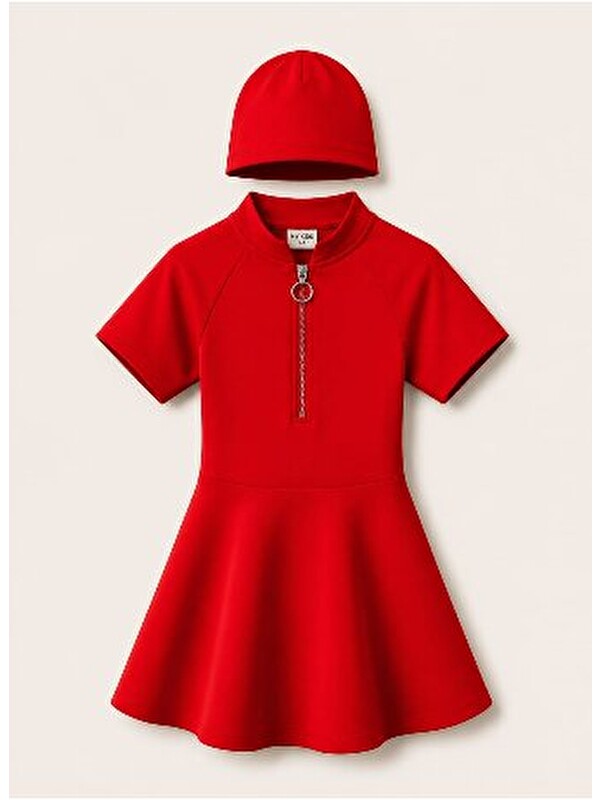 My Kids Wear Kız Çocuk Kısa Kollu Fermuarlı Mayo UV Korumalı Deniz ve Havuz Mayosu 12775