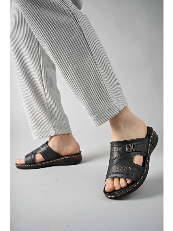 RYAN Ortopedik Rahat Taban Deri Görünümlü Erkek Terlik - Görsel 3