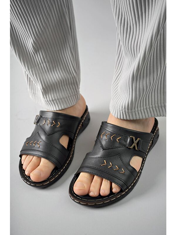 RYAN Ortopedik Rahat Taban Deri Görünümlü Erkek Terlik - Görsel 4