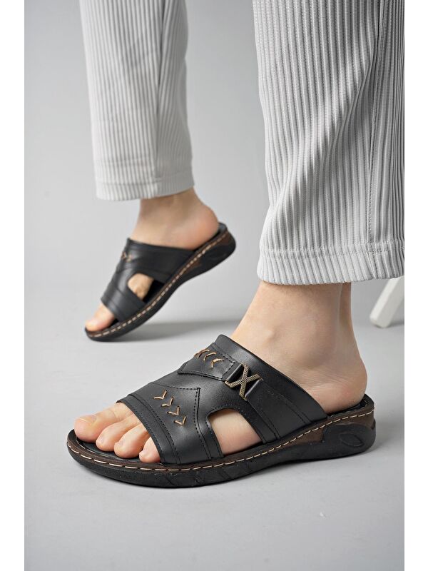 RYAN Ortopedik Rahat Taban Deri Görünümlü Erkek Terlik - Görsel 6