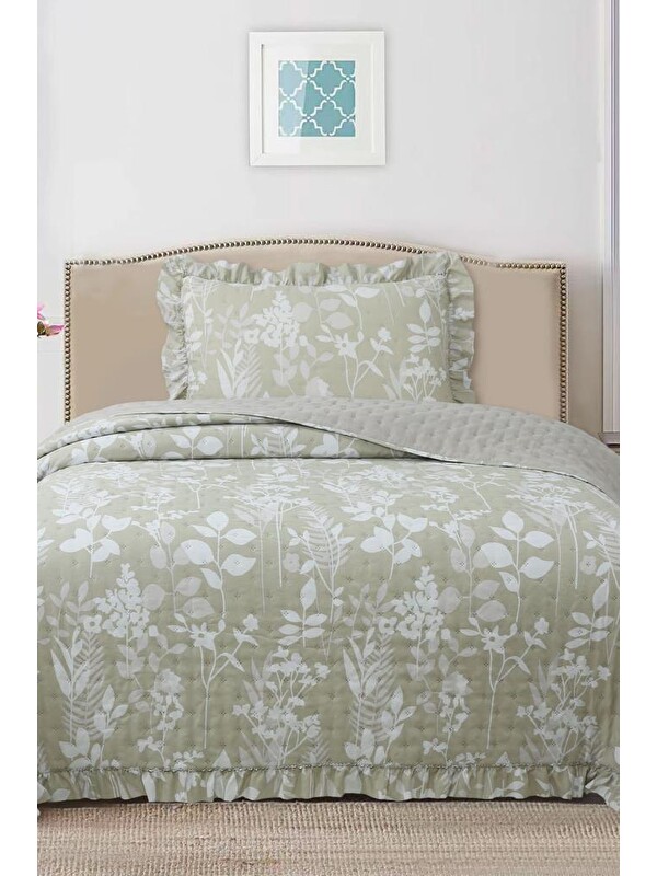 Çeyiz Diyarı Breeze Sade Çiçekler Tek Kişilik Yatak Örtüsü 180x240