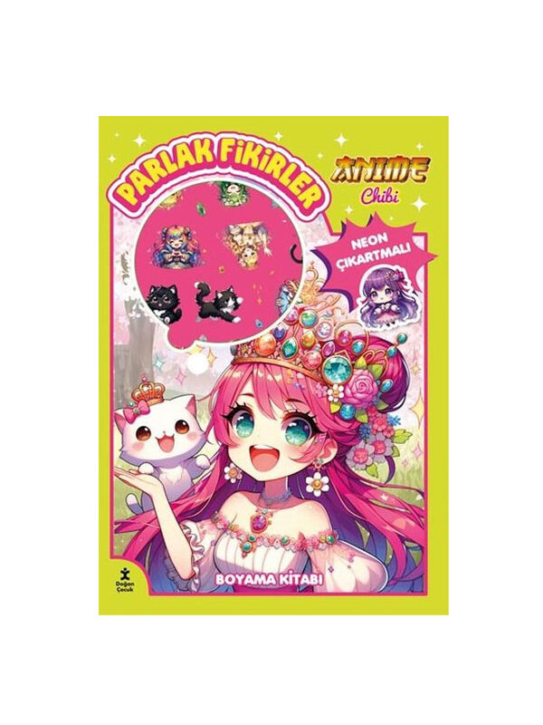 Doğan Çocuk Anime Chibi Parlak Fikirler Neon Çıkartmalı Boyama Kitabı