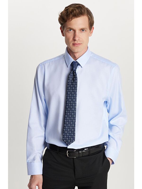 TUDORS Slim Fit Beyaz Non-Iron %100 Pamuk Doğa Dostu Ekoteks Belgeli Ütü Gerektirmez Gömlek
