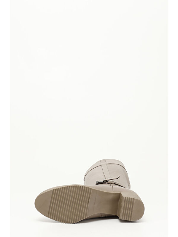 Gonderi(r) Kahverengi Gonderi(r) Hakiki Deri Topuklu Fermuarlı Kadın Çizme