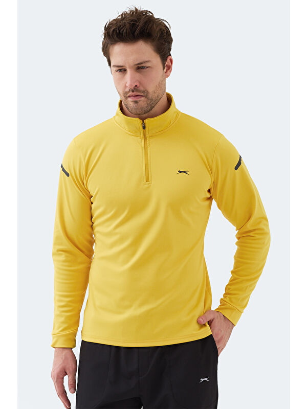 SLAZENGER INTIMATE I Erkek Dik Yaka Fermuarlı Sarı Sweatshırt