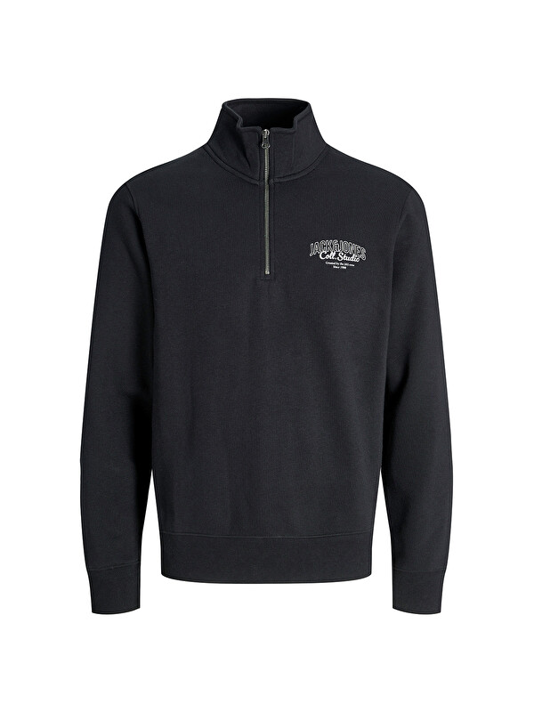 Jack & Jones Makoto Half Zip Erkek Siyah Dik Yaka Sweatshirt