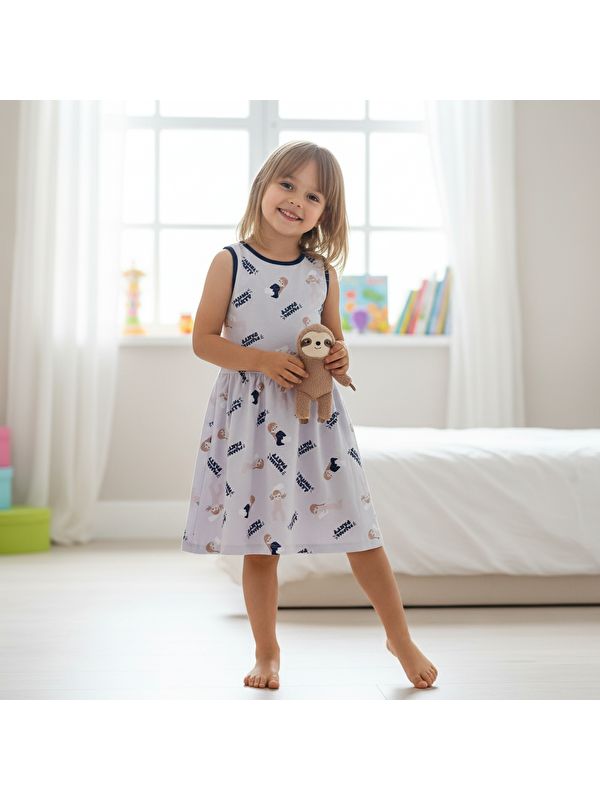 Bonbon Kız Çocuk Baskılı Açık Lila Renk Elbise Bb2770