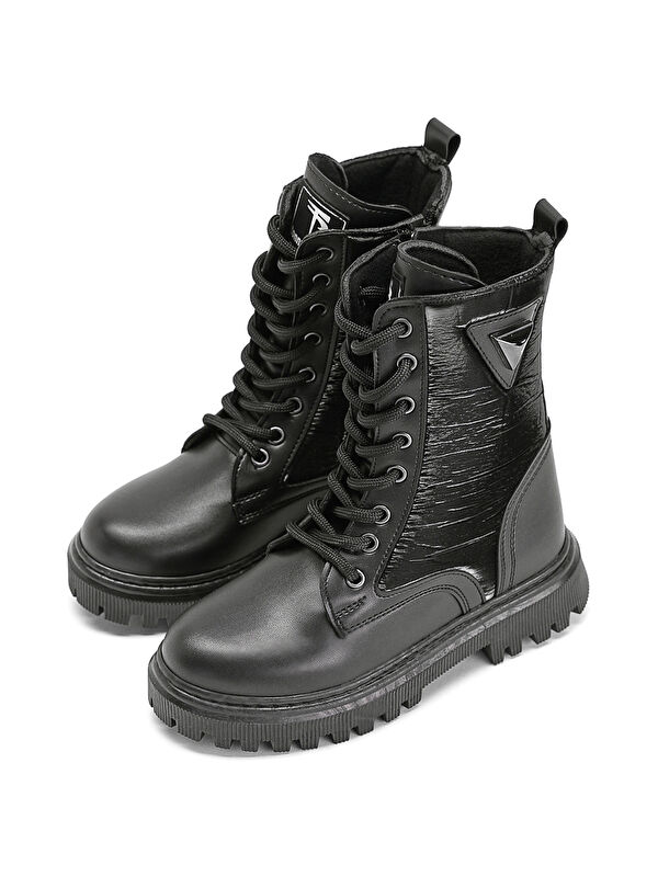 Tonny Black Siyah Tonny Black Cilt Termo Kız Çocuk Taban Bağcıklı ve Fermuarlı Uzun Bot