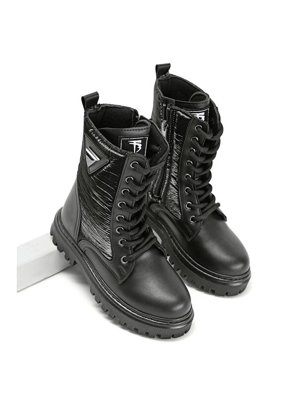 Tonny Black Siyah Tonny Black Cilt Termo Kız Çocuk Taban Bağcıklı ve Fermuarlı Uzun Bot