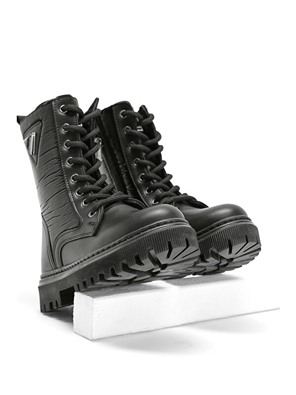 Tonny Black Siyah Tonny Black Cilt Termo Kız Çocuk Taban Bağcıklı ve Fermuarlı Uzun Bot