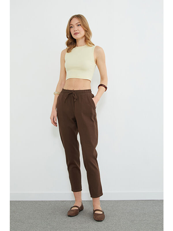 Fullamoda Beli Bağlamalı Cepli Gabardin Pantolon