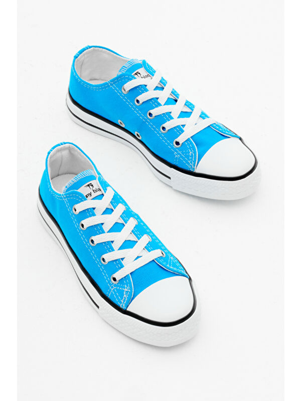 Çocuk Unisex Bebe Mavisi Rahat Kalip Bağcıklı Spor Ayakkabı - Görsel 4