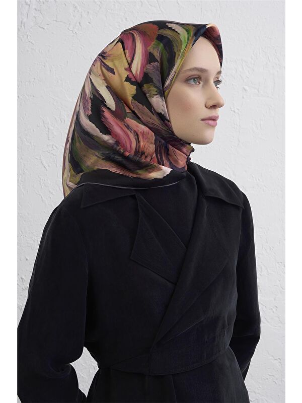 ARMİNE Soyut Desenli Saf İpek Twill Eşarp 9423D 36
