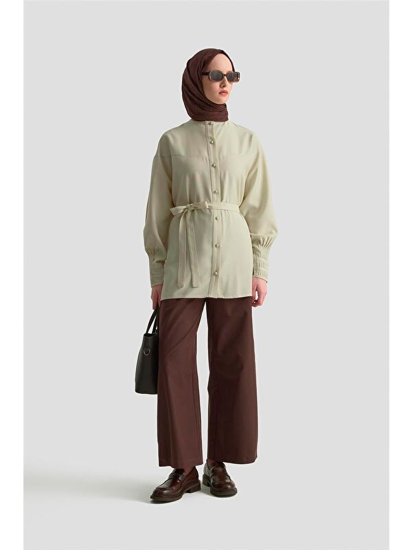 ARMİNE Nervürlü Oversize Tunik 25Kd9013 Bej