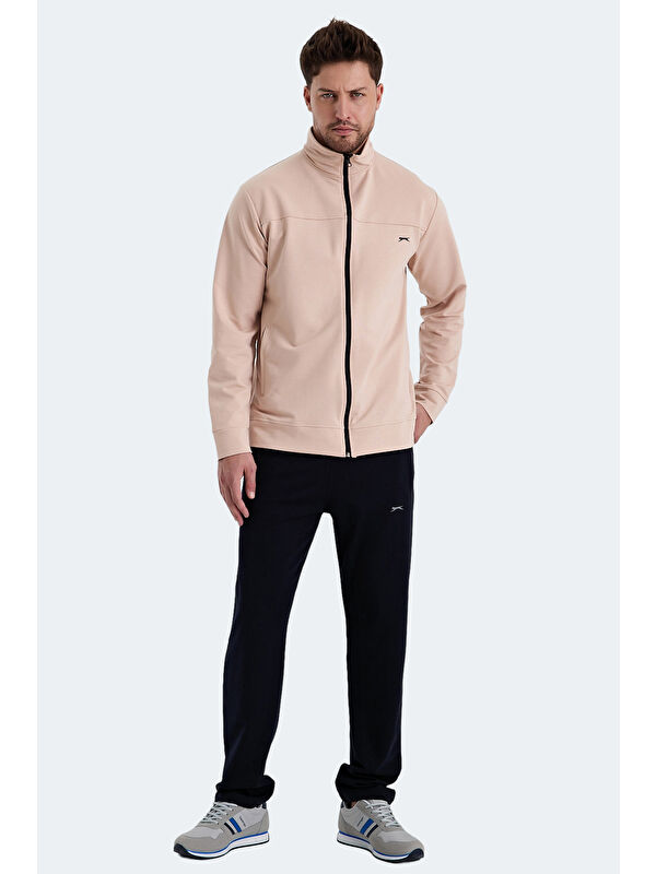 SLAZENGER ORDER IN Erkek Fermuarlı Dik Yaka Cepli Bej Eşofman Takımı
