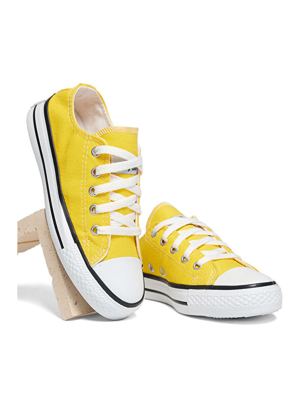 Çocuk Unisex Sarı Rahat Kalip Bağcıklı Spor Ayakkabı - Görsel 4