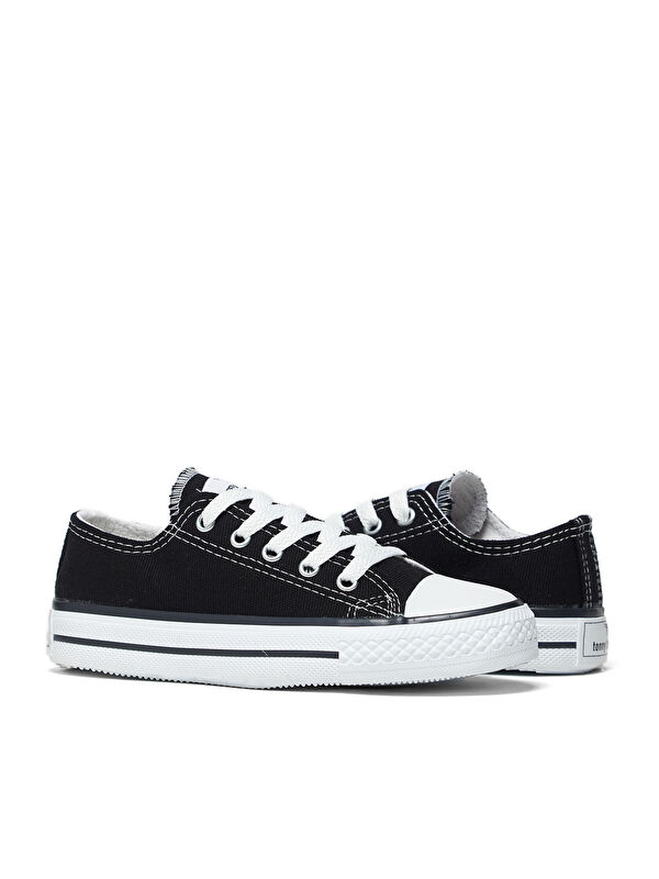 Çocuk Unisex Siyah Rahat Kalip Bağcıklı Spor Ayakkabı - Görsel 3