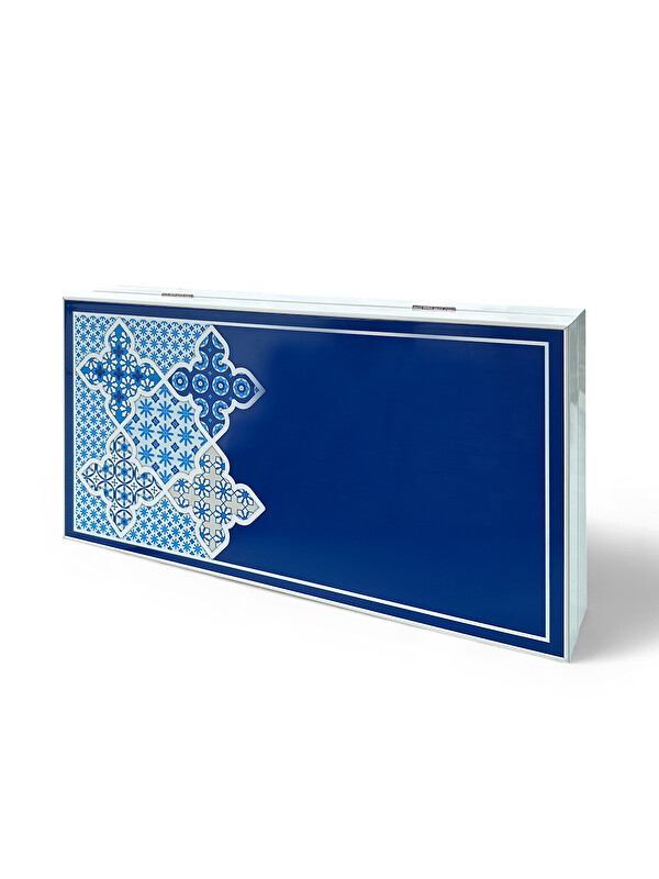 Biggdesign Blue Tile Tavla, Çizilmez Zeminli, Mıknatıslı MDF Kasa, 2 Kat Vernik Cilalı