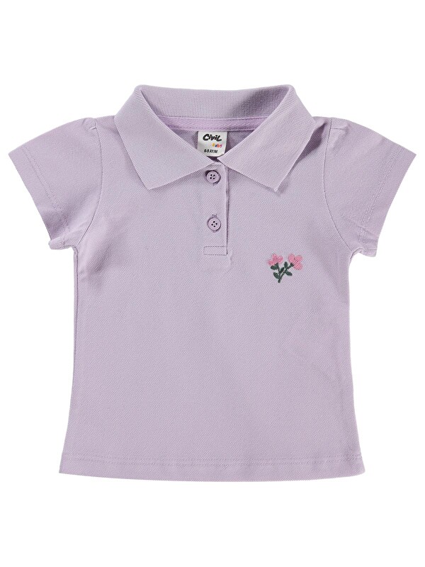 Civil Baby Çiçek Nakışlı Basic 6-18 Ay Tişört - Lila