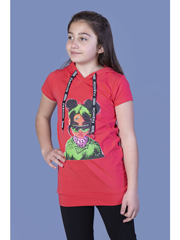 Toontoykids Kız Çocuk Billie Eilish Baskılı Kapüşonlu Tişört