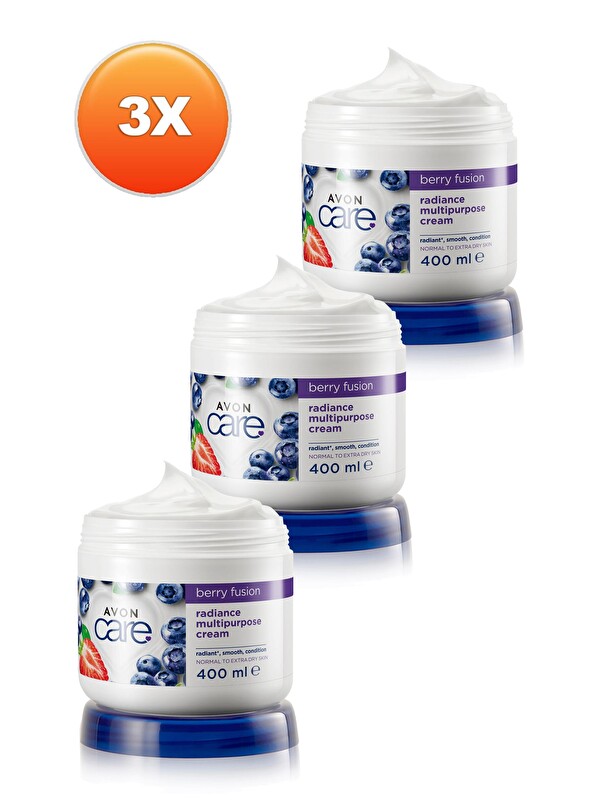 AVON Care Yaban Mersini ve Çilek Özlü El, Yüz ve Vücut Kremi - 400ml Üçlü Set