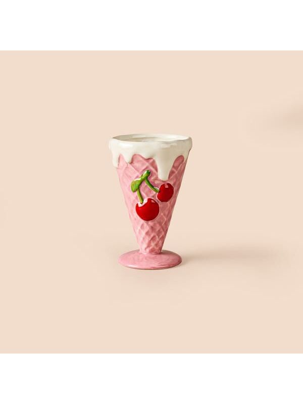Evidea Kitchen Kiraz Desenli Seramik Dondurmalık - Pembe