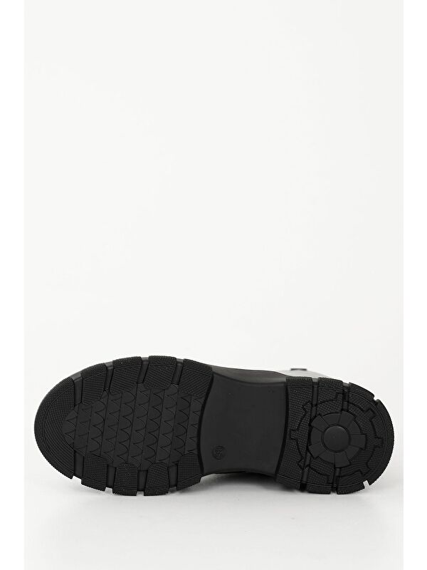 GRİ Hakiki Deri Yuvarlak Burun Fermuarlı Bağcıklı Kadın Bot 55415 - Görsel 7