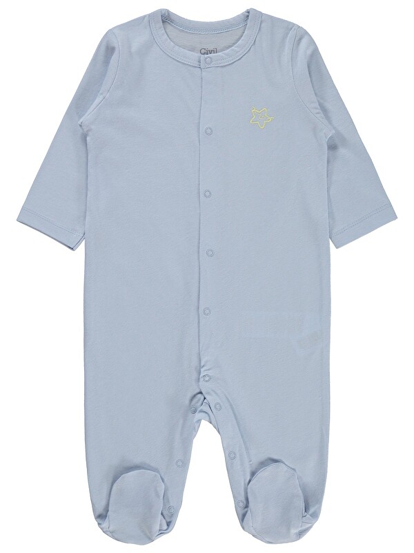 Civil Baby Yıldız Nakışlı 1-9 Ay Tulum - Mavi