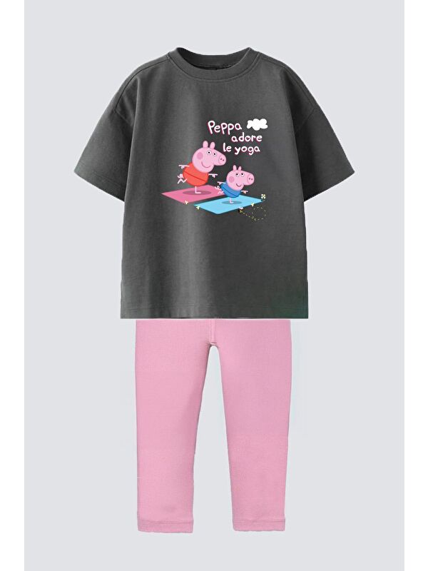 Monila Kız Çocuk Baskılı Pamuklu T-Shirt Ve Fitilli Tayt 2'Li Takım