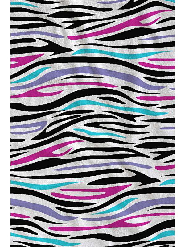 Milbay Grup Beyaz Renkli Zebra Dalga Desenli 70x150 cm Dijital Baskılı Plaj ve Banyo Havlusu