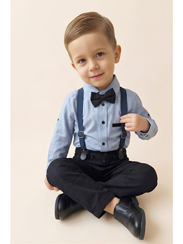 Modanino Erkek Bebek 4'lü Takım Set (Pantolon+Gömlek+Askılı Kemer+Papyon) 12631