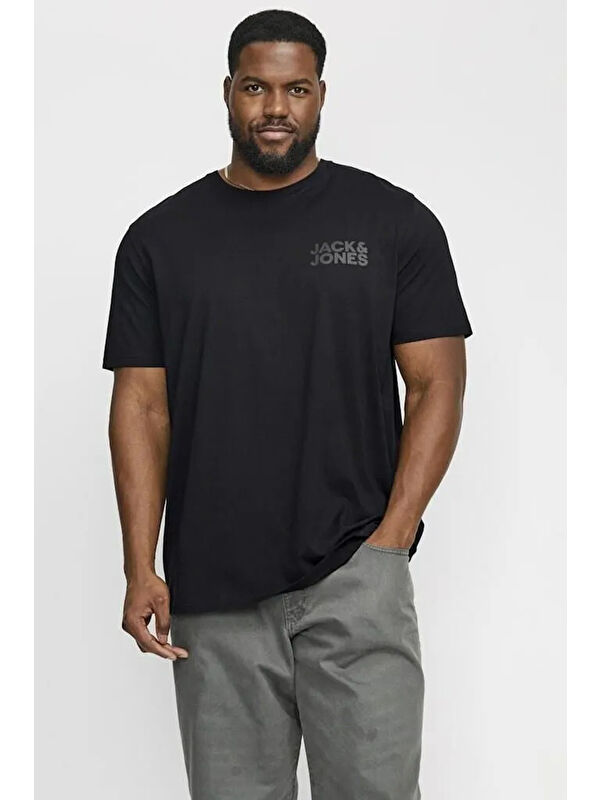 Jack & Jones Baskılı Büyük Beden Esnek ve Yumuşak Pamuklu Jjecorp Erkek T Shirt 12158505