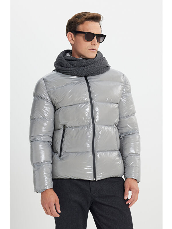 Altınyıldız Classics Erkek Antrasit Standart Fit Soğuk Geçirmez Casual Şişme Mont