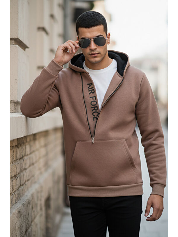 Buratti Kanguru Cepli Fermuarlı Kapüşon Yaka Slim Fit Erkek Sweat 575707