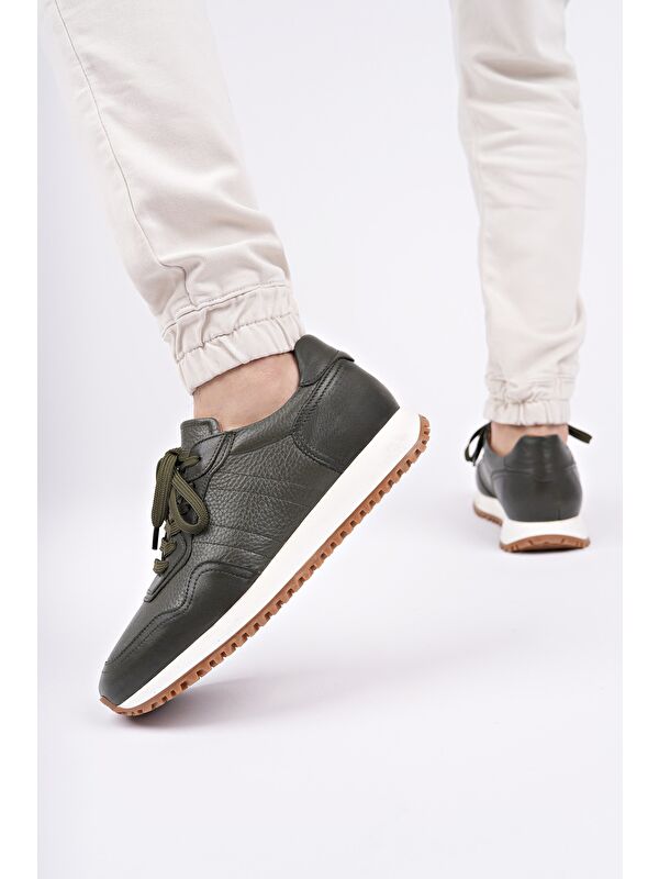 HARWİL Kalın Taban Bağcıklı Hakiki Deri Erkek Günlük Sneaker Spor Ayakkabı - Görsel 6