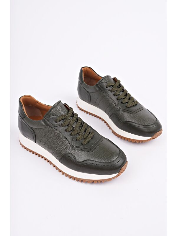 HARWİL Kalın Taban Bağcıklı Hakiki Deri Erkek Günlük Sneaker Spor Ayakkabı - Görsel 7